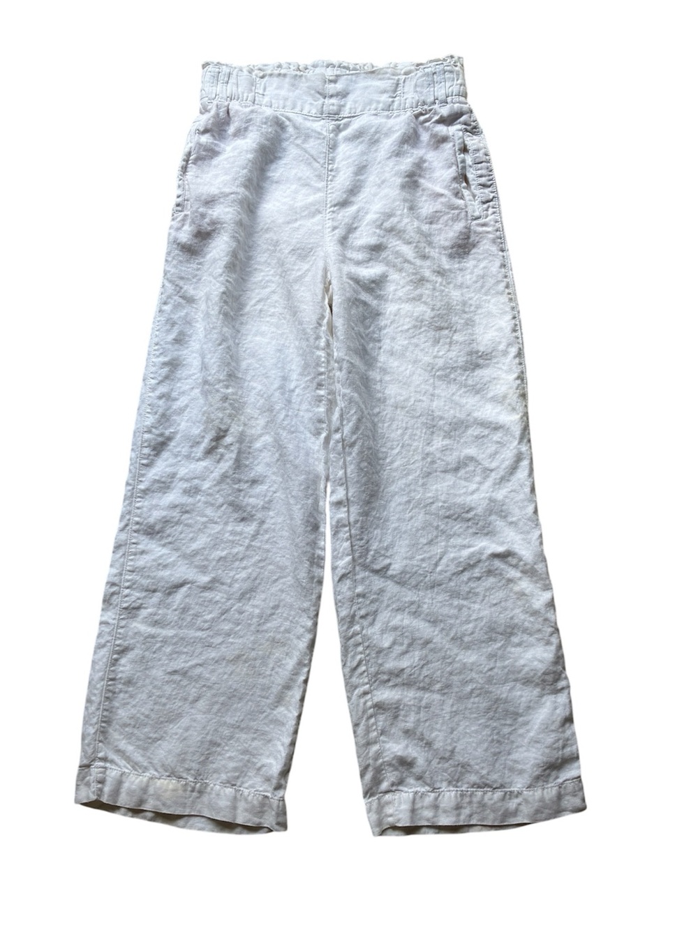 Marks & Spencer M&S Collection Women's White 100% Linen Wide Leg Pants UK14 Tall
